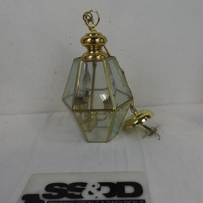 Entryway Hanging Light with Glass/Brass, Hardwired. Untested