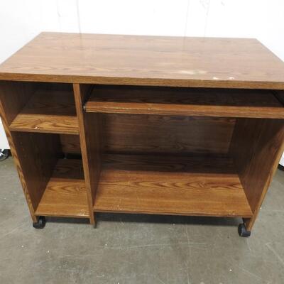 Sauder Faux Wood Desk with Keyboard Tray, Dark Brown