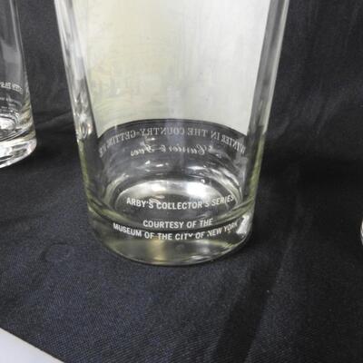 4 Winter Glasses, Courier And Ives, Arby's Collector Series