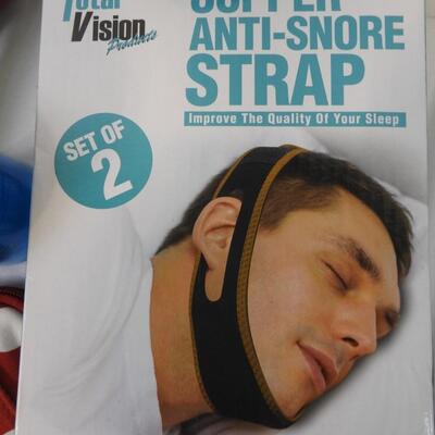 27 pc Personal Care Lot: Anti-Snore Strap, Gloves, Alarm Clock, Snowman Tie