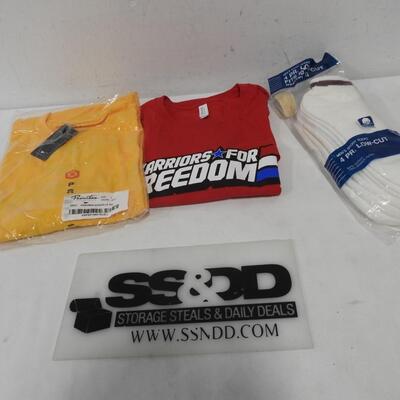 Kikkoman Season LS Tee, Large Warriers for Freedom, 4 Low-Cut Mens Socks - New