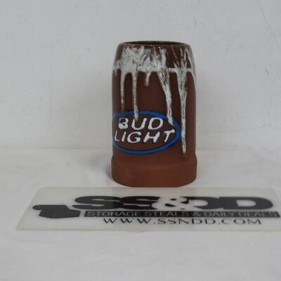 Bud Light Mug, Terra Cotta, 3 3/4in x 7 1/4in, Good Condition No  Cracks/Chips