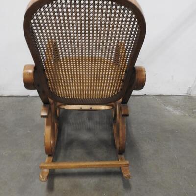 Bentwood Rocking Chair, Wood, Medium Brown w/Wicker, Vintage Style, See Pictures
