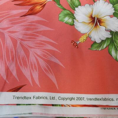 Material Lot: Pink/ Lavender Florals, Green w/Turtles, Blue w/Vein Has Spot
