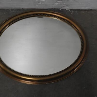 Oval Mirror, Wood w/Gold Toned Finish, Mirror Glass is 26x32