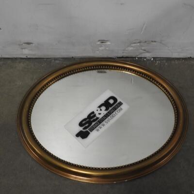 Oval Mirror, Wood w/Gold Toned Finish, Mirror Glass is 26x32