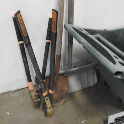 Wheelbarrow w/Snow Shovel, Shovel, 2 Loppers