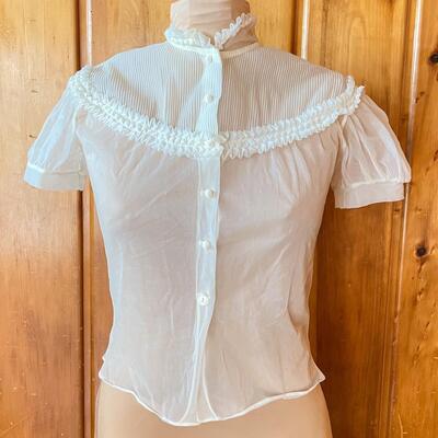 VINTAGE SHEER BUTTON-UP BLOUSE