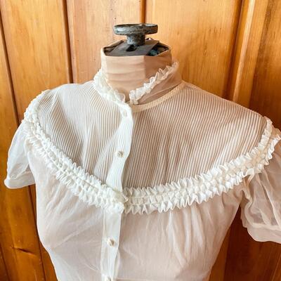 VINTAGE SHEER BUTTON-UP BLOUSE