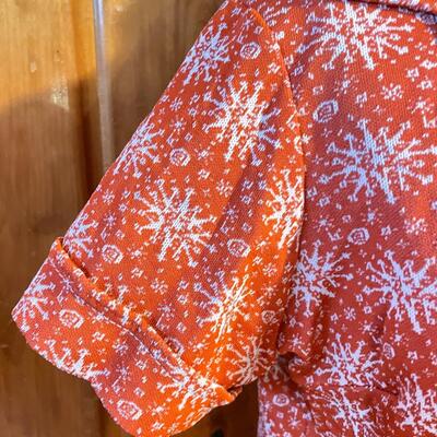 VINTAGE WOMENâ€™S ORANGE PATTERNED BLOUSE