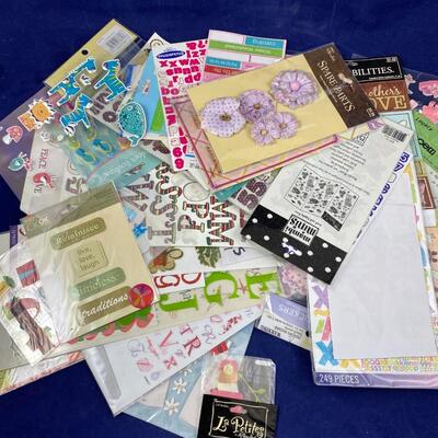 Lot #2 scrapbooking stickers, letters and die cuts