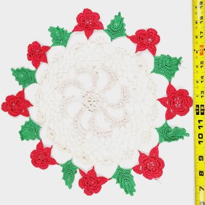 BEAUTIFUL RED, WHITE & GREEN KNITTED DOLIE