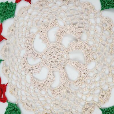 BEAUTIFUL RED, WHITE & GREEN KNITTED DOLIE