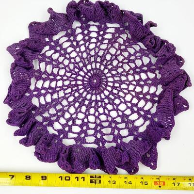 AMAZING DEEP PURPLE HAND KNITTED DOILIE