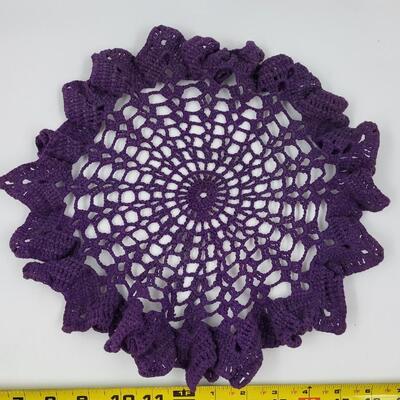 AMAZING DEEP PURPLE HAND KNITTED DOILIE