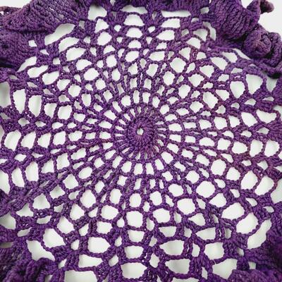 AMAZING DEEP PURPLE HAND KNITTED DOILIE