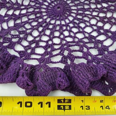 AMAZING DEEP PURPLE HAND KNITTED DOILIE