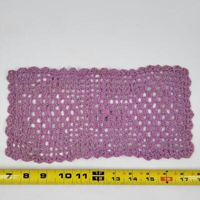 VINTAGE LILAC PURPLE HAND KNITTED DOILIE