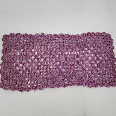 VINTAGE LILAC PURPLE HAND KNITTED DOILIE
