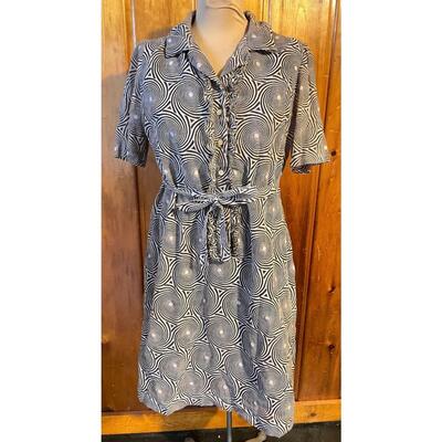 VINTAGE BROWN SPIRAL PATTERN SHIRT DRESS