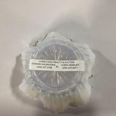 Vintage Fostoria Heirloom White and Blue Opalescent Handkerchief Bowl