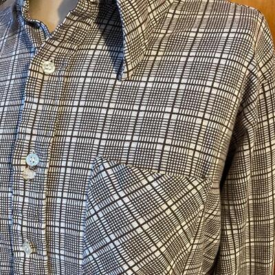 VINTAGE VAN CORT MENâ€™S BROWN PLAID BUTTON-UP SHIRT - SIZE XL
