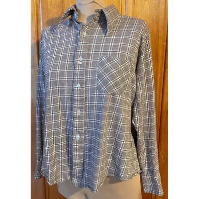 VINTAGE VAN CORT MENâ€™S BROWN PLAID BUTTON-UP SHIRT - SIZE XL