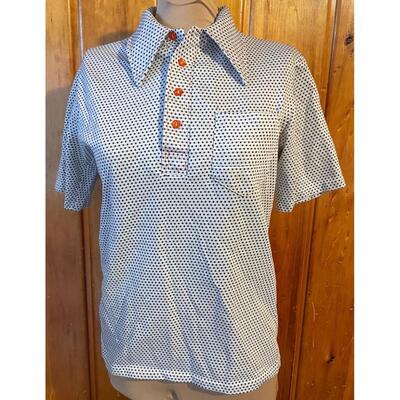 VINTAGE JANTZEN 100 MENâ€™S POLKA DOT POLO - SIZE MEDIUM