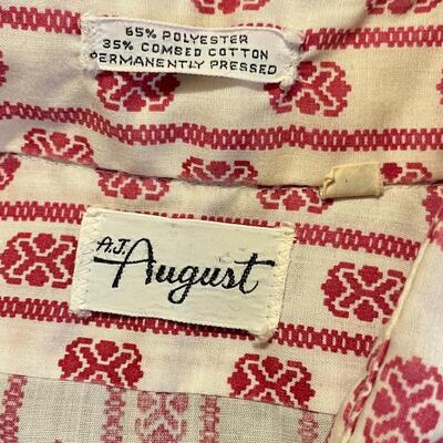 VINTAGE A. J. AUGUST MENâ€™S RED STRIPED BUTTON UP - 17â€/33â€
