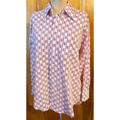 VINTAGE A. J. AUGUST MENâ€™S RED STRIPED BUTTON UP - 17â€/33â€