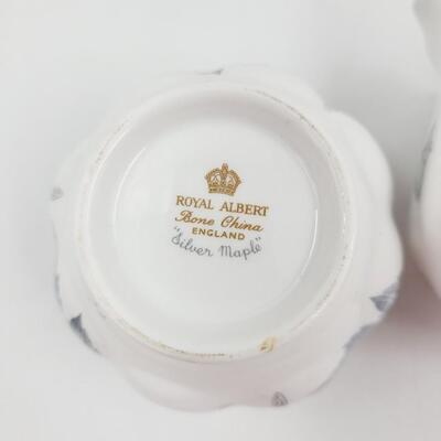 ROYAL ALBERT "SILVER MAPLE" BONE CHINA CREAM & SUGAR SET