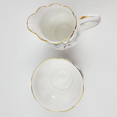 ROYAL ALBERT "SILVER MAPLE" BONE CHINA CREAM & SUGAR SET
