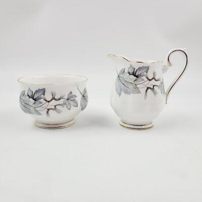 ROYAL ALBERT "SILVER MAPLE" BONE CHINA CREAM & SUGAR SET