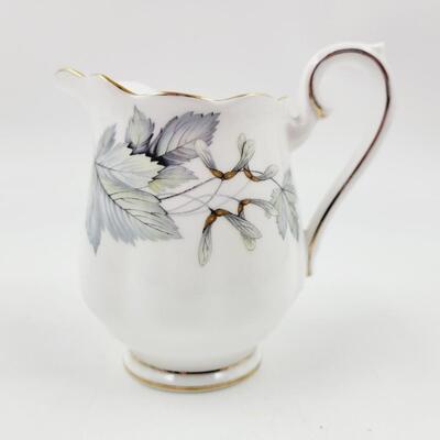 ROYAL ALBERT "SILVER MAPLE" BONE CHINA CREAM & SUGAR SET
