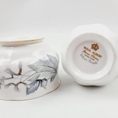 ROYAL ALBERT "SILVER MAPLE" BONE CHINA CREAM & SUGAR SET