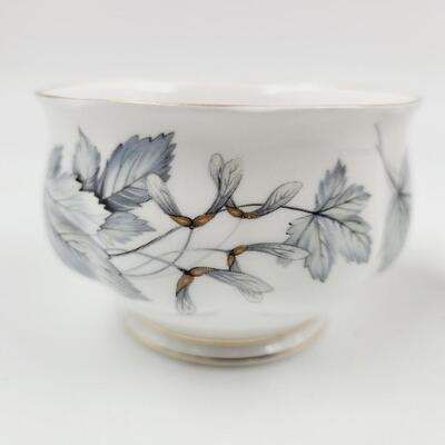 ROYAL ALBERT "SILVER MAPLE" BONE CHINA CREAM & SUGAR SET