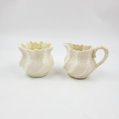 VERY NICE BELLEEK CREAM & SUGAR SET