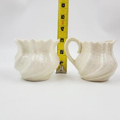 VERY NICE BELLEEK CREAM & SUGAR SET