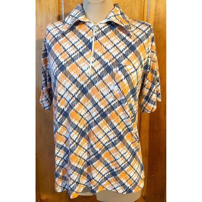VINTAGE BERNHARD ALTMANN ZIP-UP PLAID POLO
