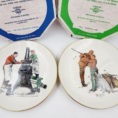 GORHAM NORMAN ROCKWELL SEASONS PLATE PAIR