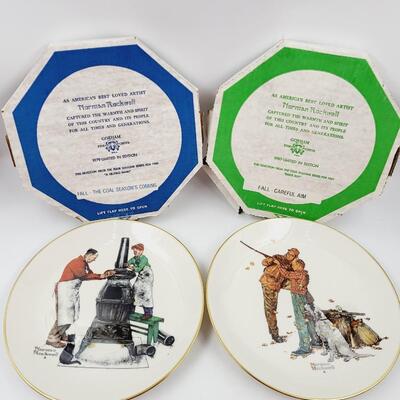 GORHAM NORMAN ROCKWELL SEASONS PLATE PAIR