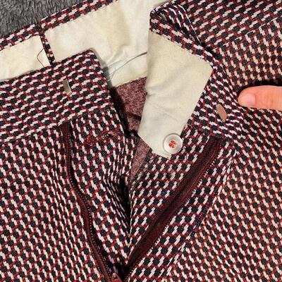 VINTAGE KAZOO BROWN PATTERNED DOUBLE KNIT SLACKS