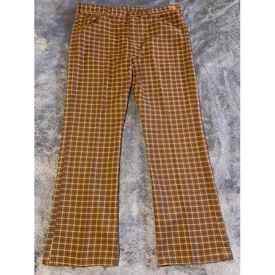 VINTAGE LEE RIDERS BROWN PLAID PANTS - 38 WAIST