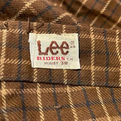 VINTAGE LEE RIDERS BROWN PLAID PANTS - 38 WAIST