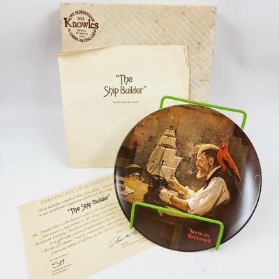 KNOWLES NORMAN ROCKWELL "THE SHIP BUILDER" DECORATIVE PLATE