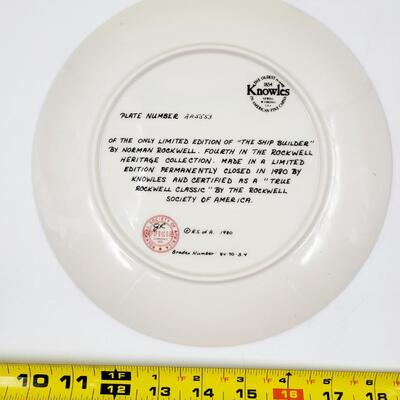 KNOWLES NORMAN ROCKWELL "THE SHIP BUILDER" DECORATIVE PLATE