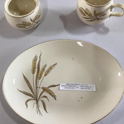 wheat cream and sugar set with matching platter