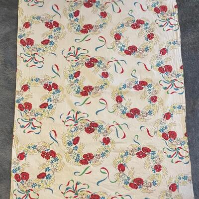 VINTAGE FLORAL WREATH FABRIC PIECES (2)