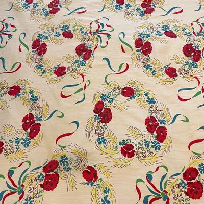 VINTAGE FLORAL WREATH FABRIC PIECES (2)