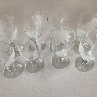 8 etched stemmed glasses